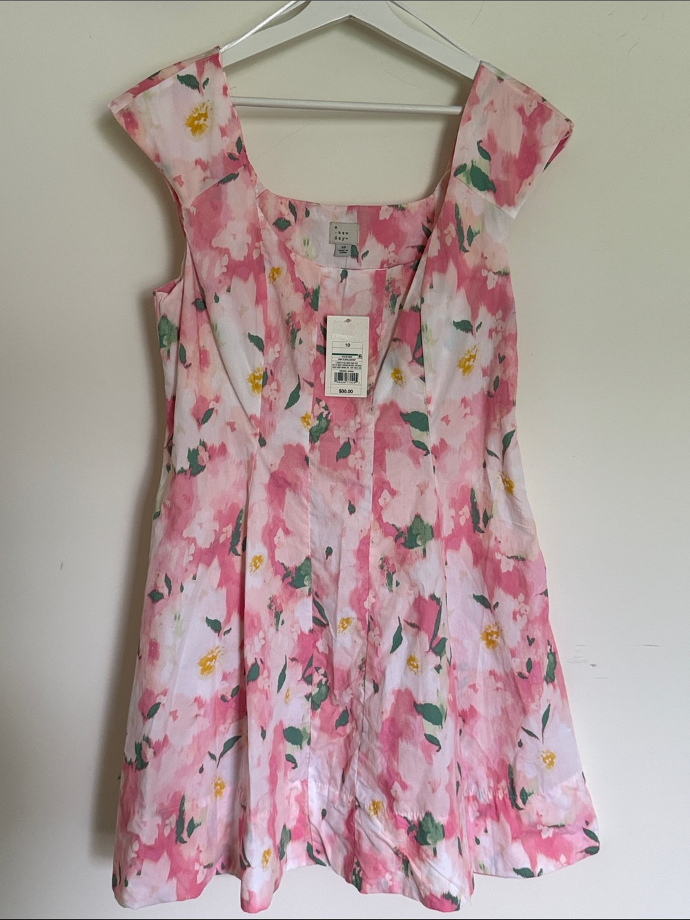 Floral Pink Fit-and-Flare Dress